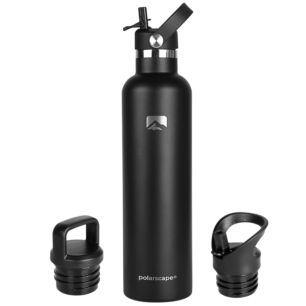 Insulated Water Bottle With Straw Narrow Mouth 1000 ml Black