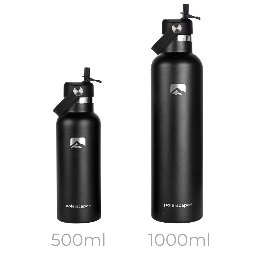 Insulated Water Bottle With Straw Narrow Mouth 1000 ml Black