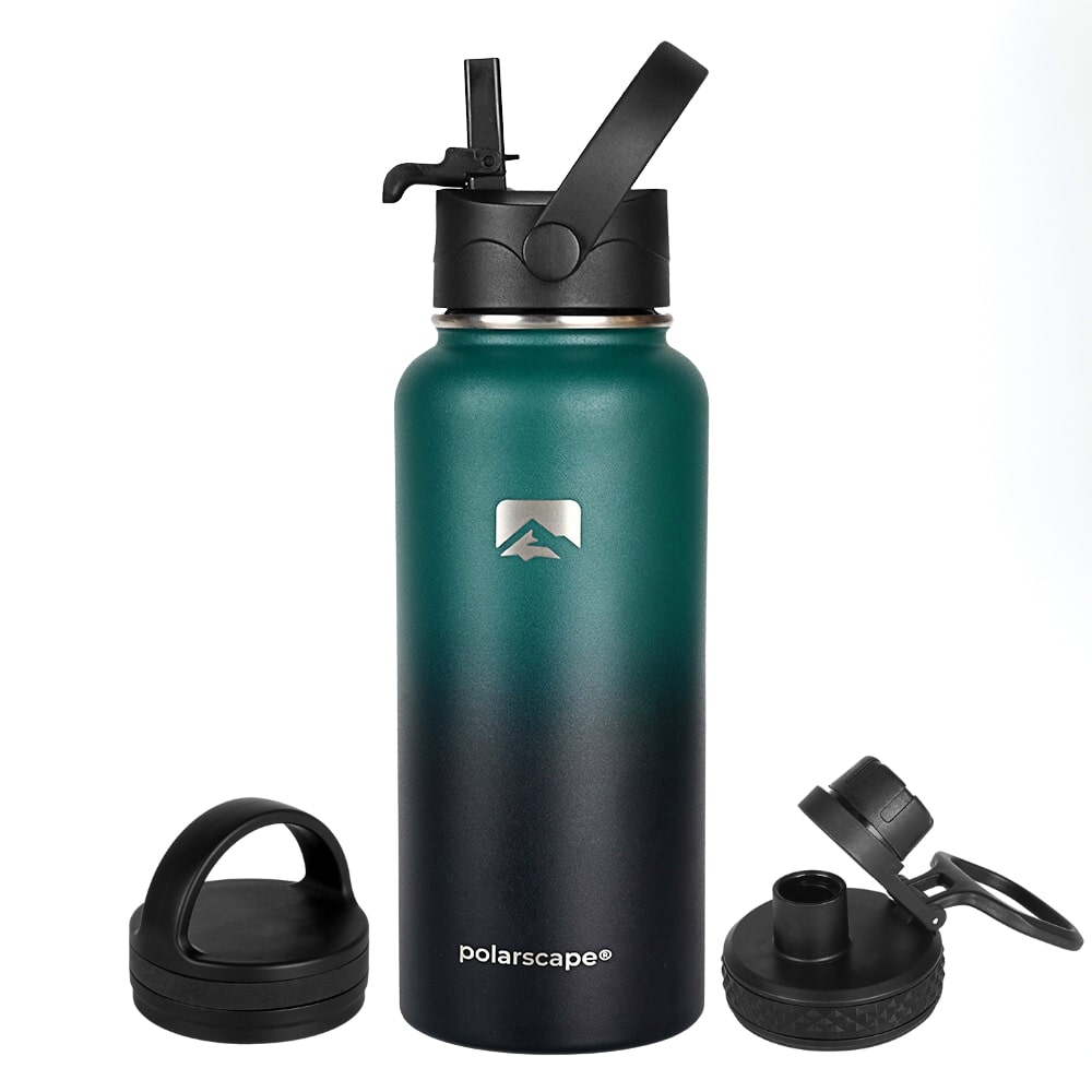 Insulated Water Bottle With Straw Wide Mouth 1000 ml Forest