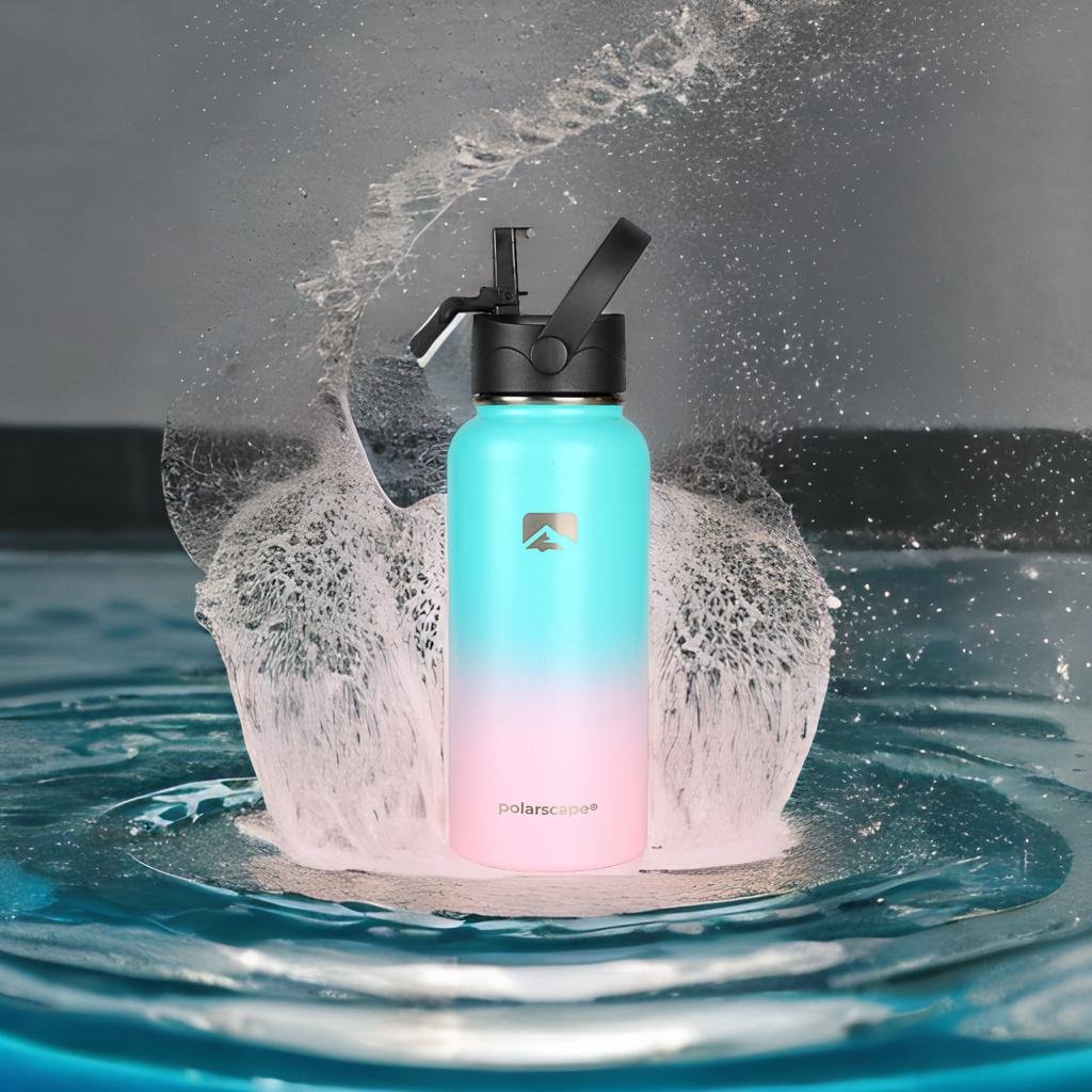 Insulated Water Bottle With Straw Wide Mouth 1000 ml Bubble Bliss